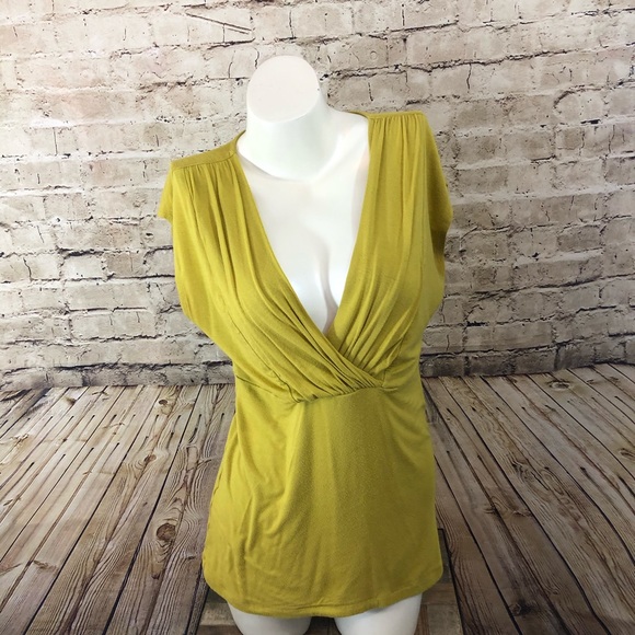 Banana Republic Tops - Banana republic mustard deep vneck s/s M